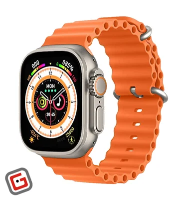 ساعت هوشمند هاینو تکو مدل TOP-1 با بند نارنجی از نمای سه رخ